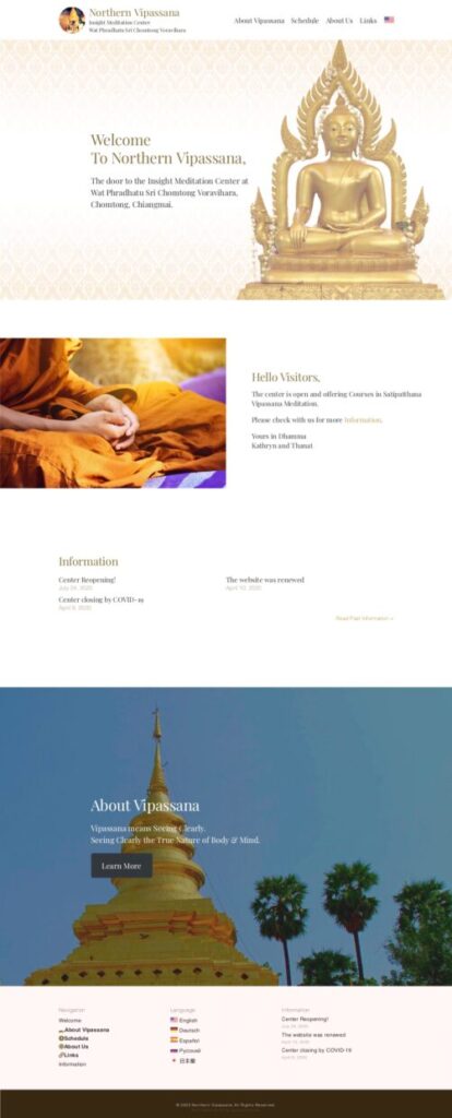 Full scratch of northern Vipassana website