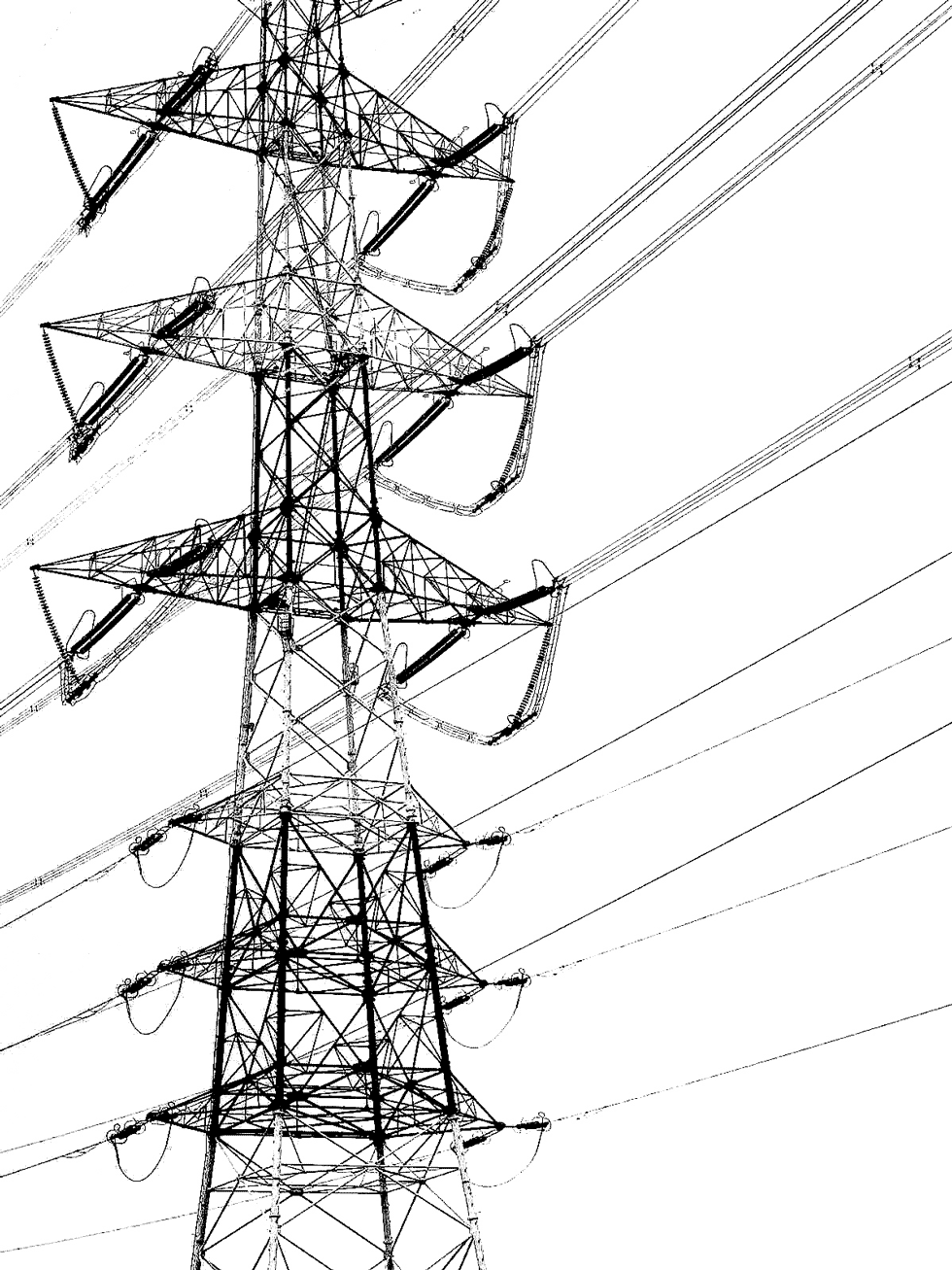 The electric tower photo converted to monotone high contrast